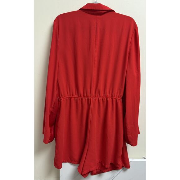 Leith Women’s Red Long Sleeve Romper Blazer Style Jewel Button Size XL READ - Picture 2 of 9